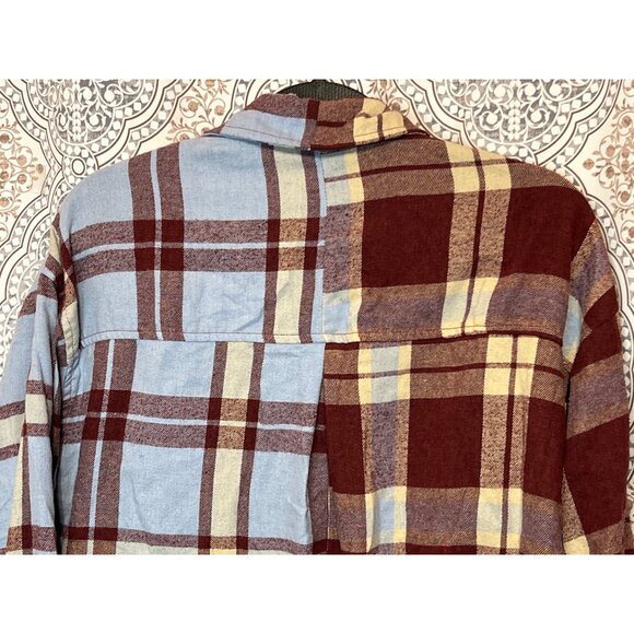 Forever 21 Patchwork Plaid Cropped Shirt Womens Size M - Picture 5 of 10